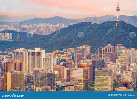 Downtown Seoul City Skyline Cityscape Of South Korea Stock Photo