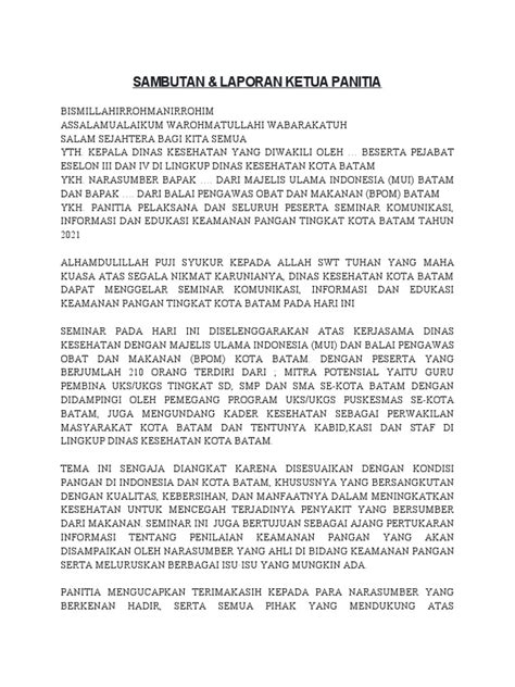 sambutan ketua panitia seminar kie pangan  ilmu sosial