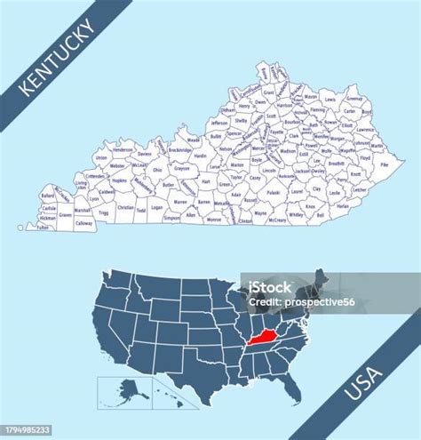 County Map Of Kentucky Stock Illustration - Download Image Now - Blue ...