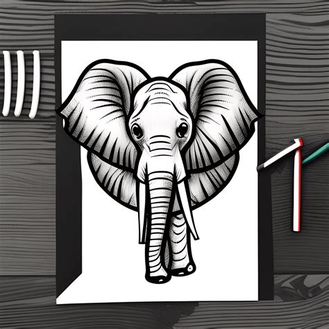 Lindo Dibujo De Elefante Para Colorear En Blanco Y Negro · Creative Fabrica