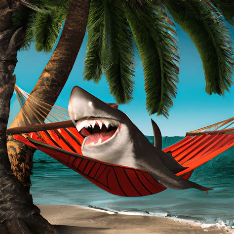 Big Shark Relaxing Under a Palm · Creative Fabrica