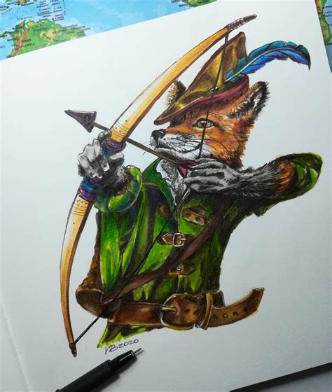 Robin Hood Fox Illustration. Creative take on Disney's character. Fox ...