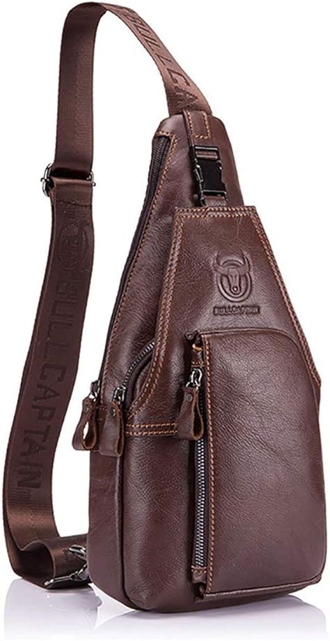 Bullcaptain Sac De Poitrine Homme Sac Bandouli Re Sac R Tro En Cuir