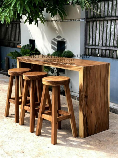 Meja Mini Bar Kayu Solid Art Natural Wood