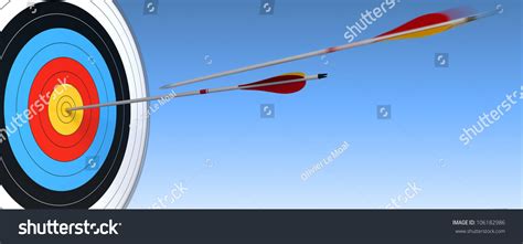 Archery Target Arrow Over Blue Sky Stock Illustration 106182986