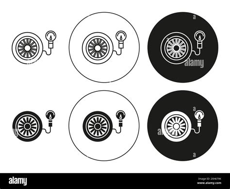 Tire Pressure Monitoring Icon Vector Symbol Or Sign Set Collection In