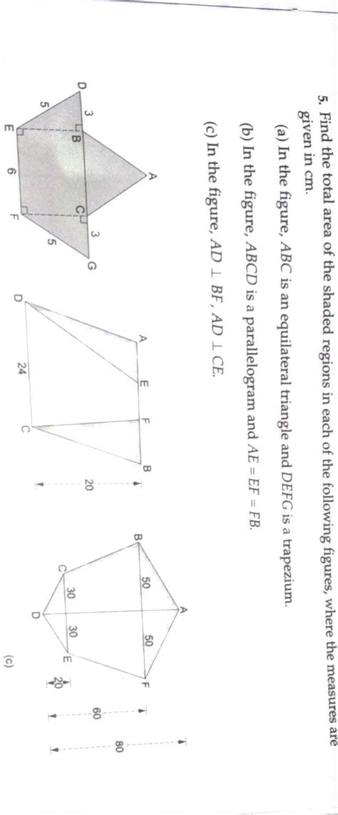 Given In Cm A In The Figure Abc Is An Equilateral Triangle And Defg I