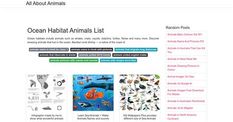 Ocean Habitat Animals List