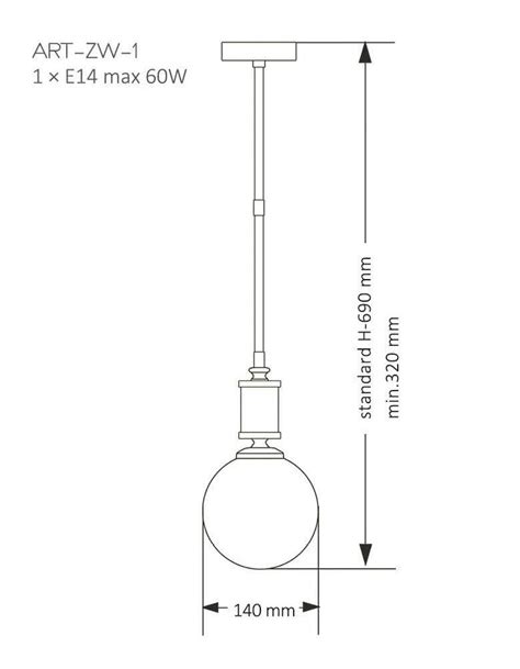 Lampa wisząca Kutek Mood Artu ART ZW 1 Z G Lampy Lampy wewnętrzne