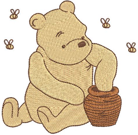 Diseño de bordado gratuito de Winnie Pooh clásico con tarro de miel