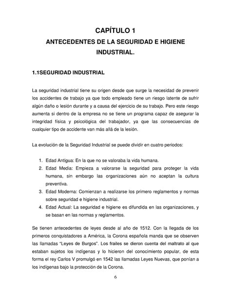 A4 Bien CapÍtulo 1 Antecedentes De La Seguridad E Higiene Industrial 1 Industrial La