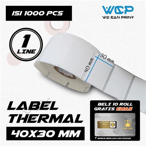 jual label thermal xmm     mm   kertas sticker