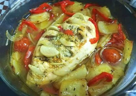 Pechuga De Pollo Al Horno Con Guarnición Receta De María José Mr 👨‍👩‍👧 Cookpad