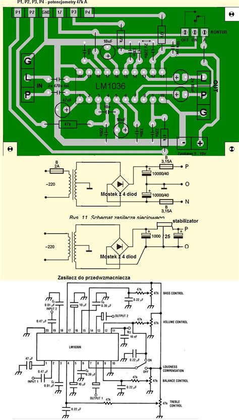 Schemat przedwzmacniacza na układzie LM1036 poszukuję gotowego projektu