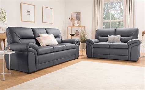 Bromley Seater Sofa Set Grey Classic Faux Leather Only