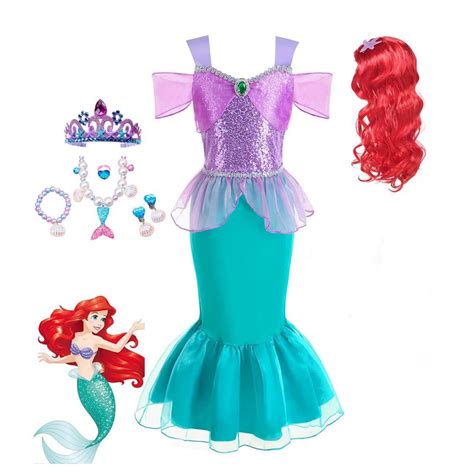 Mermaid Ariel Inspired Princess Dress Costume Set Birthday Party Dress