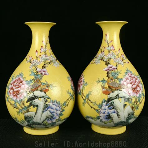 11 6 QIANLONG MARKED Old Chinese Enamel Porcelain Flower Bird Bottle