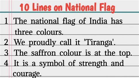 10 Lines On National Flag In English Eassy On National Flag In English