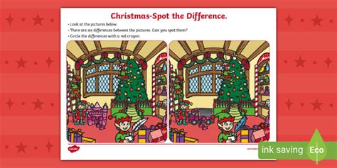 Christmas Spot The Difference Activity Sheet Teacher Made