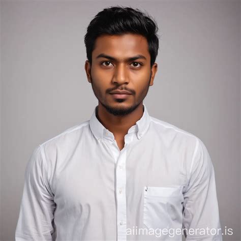 Bangladeshi Man In White Shirt Poses For Passport Photo Ai Image Generator