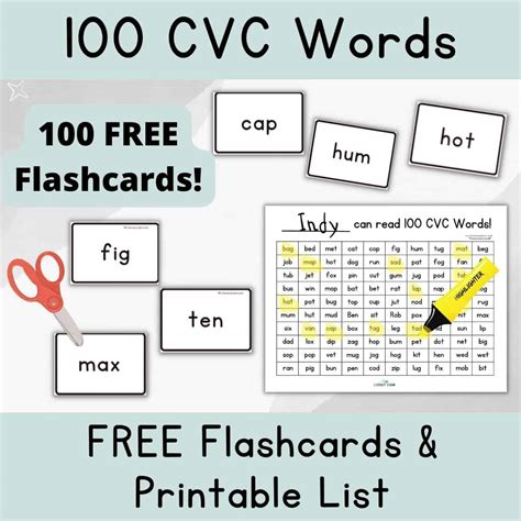 100 Free Printable Cvc Words Chart And Cards Literacy Learn Worksheets Library