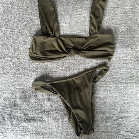 Sylk Swim Khaki Bikini Knot Tie Top Size Xxl Depop
