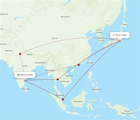 All Flight Routes From Chennai To Tokyo Maa To Hnd Flight Routes