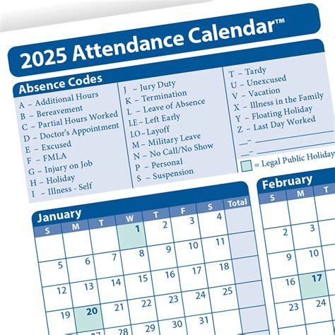 2025 Employee Attendance Calendar Printable Free Pdf Download