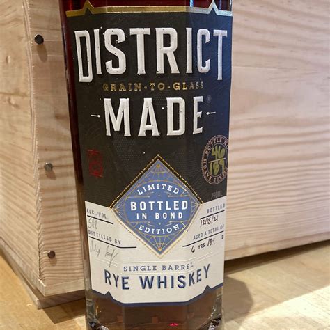 One Eight Distilling District Made Single Barrel Bottled In Bond Rye W Wardman Wines