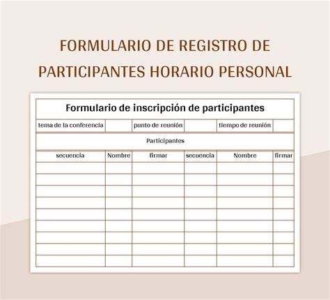 Plantilla De Formato Excel Formulario De Registro De Participantes