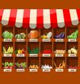 Vegetable Market Stall With Fresh Veggies Vector Image