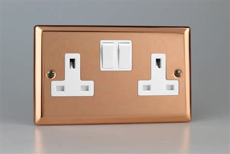 Varilight Urban Polished Copper 2 Gang 13a Double Pole Switched Socket Switch Socket And Supplies