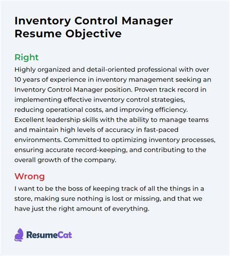 Top 16 Inventory Control Manager Resume Objective Examples