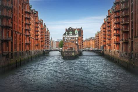 Iconic View Of Speicherstadt Warehouse District With Wasserschloss