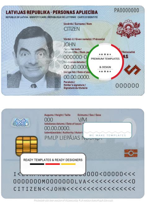 Lithuania Litva Residence Permit Card Template In PSD Format Fully