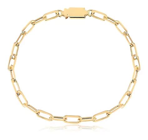 Pulseira Masculina Elo Tijolinho Banhado A Ouro 18k 4mm Parcelamento