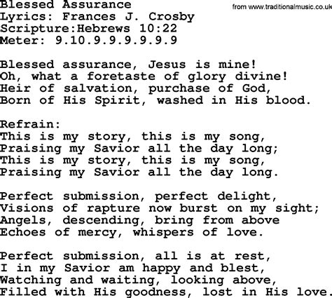 Good Old Hymns Blessed Assurance Lyrics Sheetmusic Midi Mp