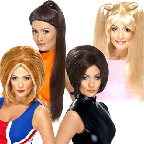 Spice Girl Wigs Ladies Fancy Dress 90s Celebrity Pop Star Idol Costume