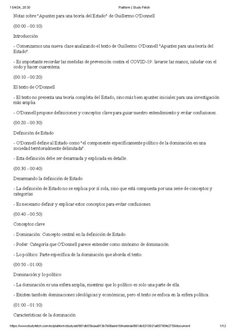 O Donnell Resumen Notas Sobre Apuntes Para Una Teor A Del Estado