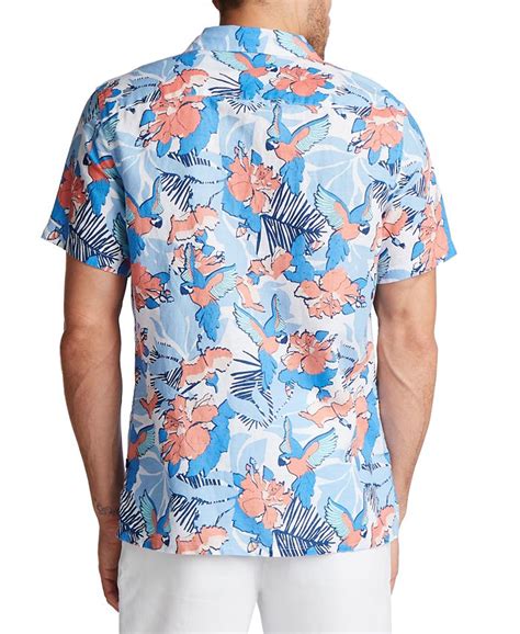 Nautica Mens Blue Sail Classic Fit Sailboat Print Camp Collar Shirt