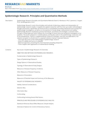 Epidemiologic Research Principles And Quantitative Methods - Fill ...
