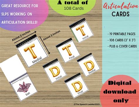 Speech Therapy T And D Articulation Cards Slp Resource Printable Speech Therapy Cards