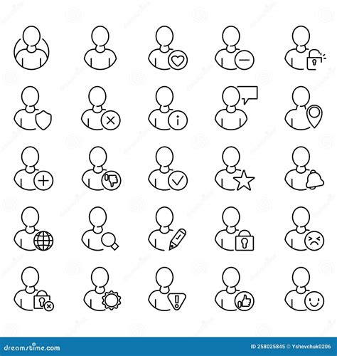 Set Of Outline Icons About Users Internet Personality User Interface