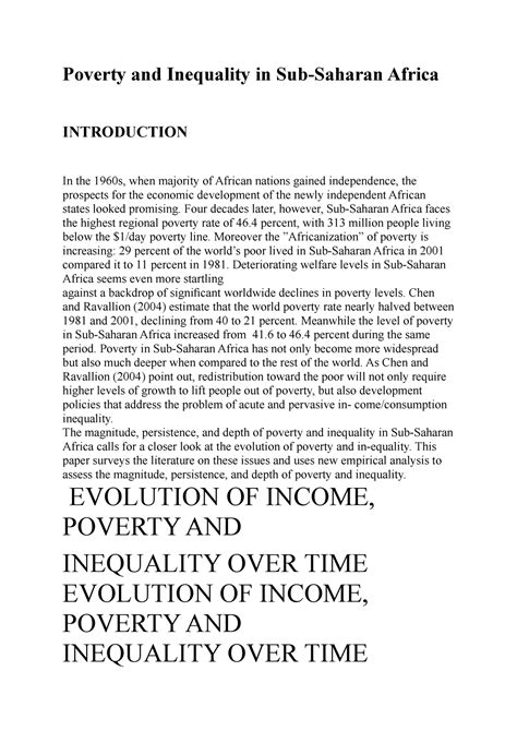 Report Poverty And Inequality In Sub Saharan Africa Introduction In