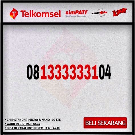 Jual Nomor Cantik Telkomsel Hexa Simpati Kartu Perdana Cantik Prabayar