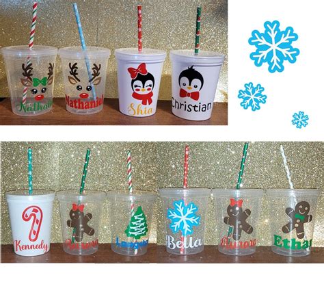 Kids Christmas Cups With Lid And Straw Kids Christmas Party Favors Kids