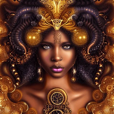 Gorgeous Majestic Steampunk Melanin Princess With Long Curly Fluffy