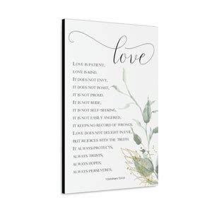 Corinthians Bible Verse Love Is Patient Canvas Print Wedding Gift