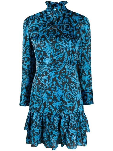 Sandro Brocade Print Short Dress In Blue Modesens