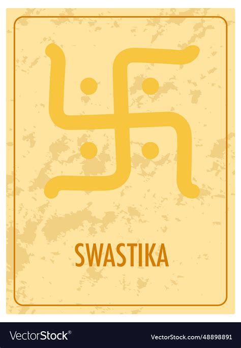 Traditional hindu swastika a yellow card symbol Vector Image